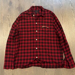 Allsaints Relaxed Fit Red/Black Flannel Vintage